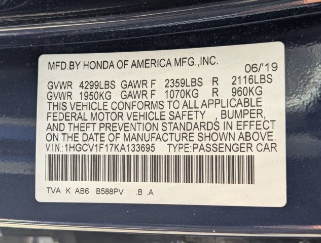 2019 Honda Accord Sedan LX 1.5T