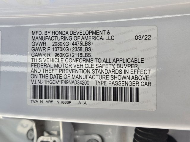 2022 Honda Accord Sedan Sport SE