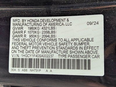 2025 Honda Accord Sedan SE