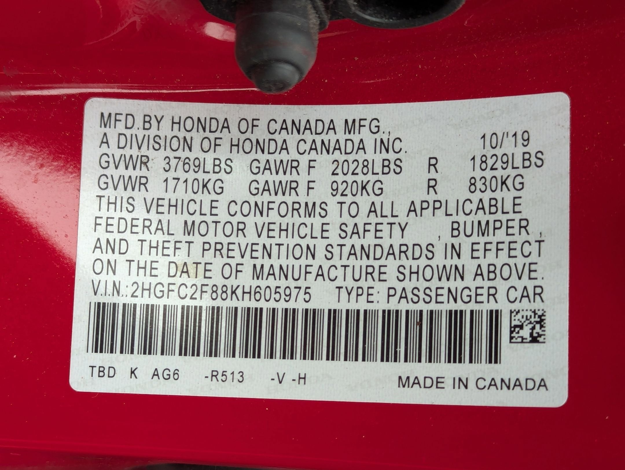 2019 Honda Civic Sport