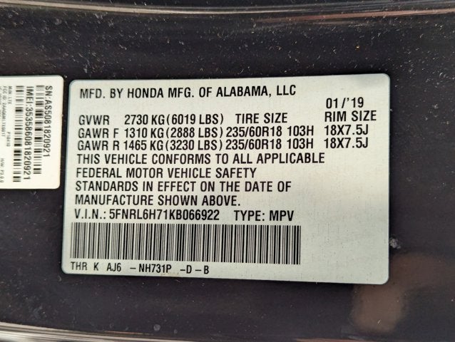 2019 Honda Odyssey EX-L