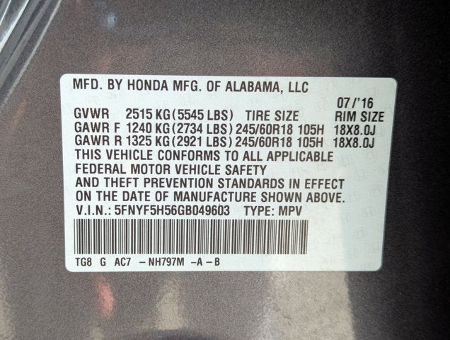 2016 Honda Pilot EX-L