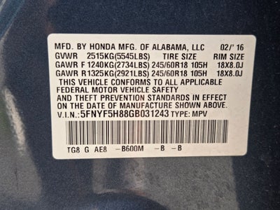 2016 Honda Pilot 2WD EX-L with Rear Entertainment System